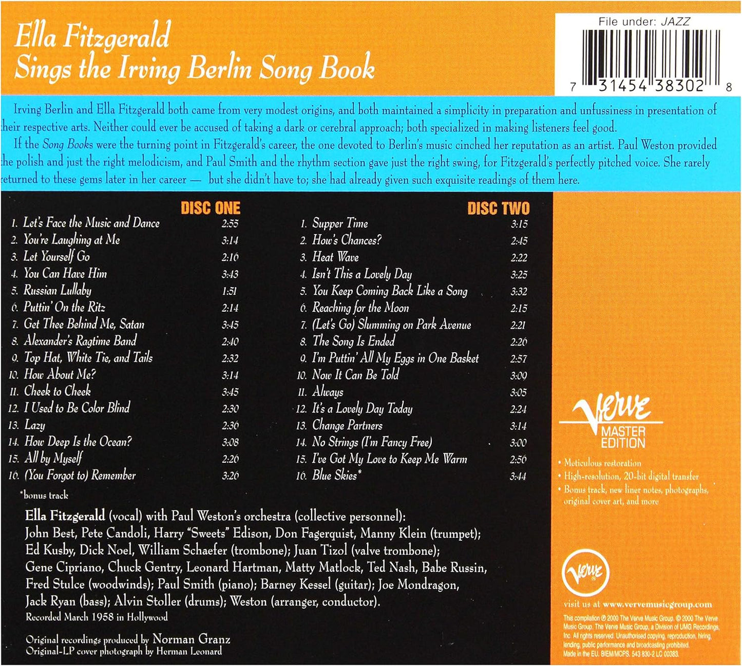 USED 2CD - Ella Fitzgerald – Sings The Irving Berlin Songbook