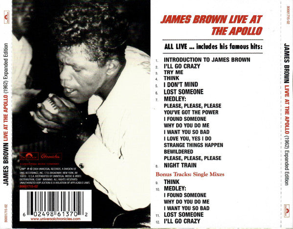 USED CD - James Brown – Live At The Apollo (1962) Expanded Edition
