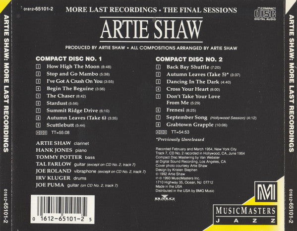 USED 2CD - Artie Shaw – More Last Recordings The Final Sessions