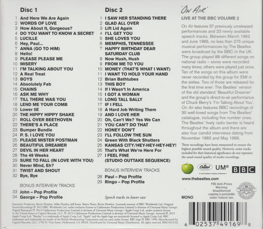 USED 2CD - The Beatles – On Air - Live At The BBC Volume 2