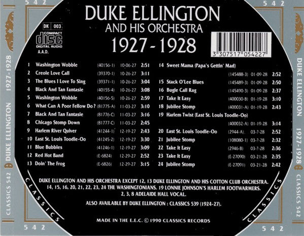 USED CD - Duke Ellington And His Orchestra – 1927-1928