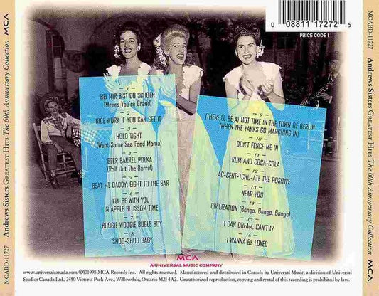 USED CD - The Andrews Sisters – Greatest Hits The 60th Anniversary Collection