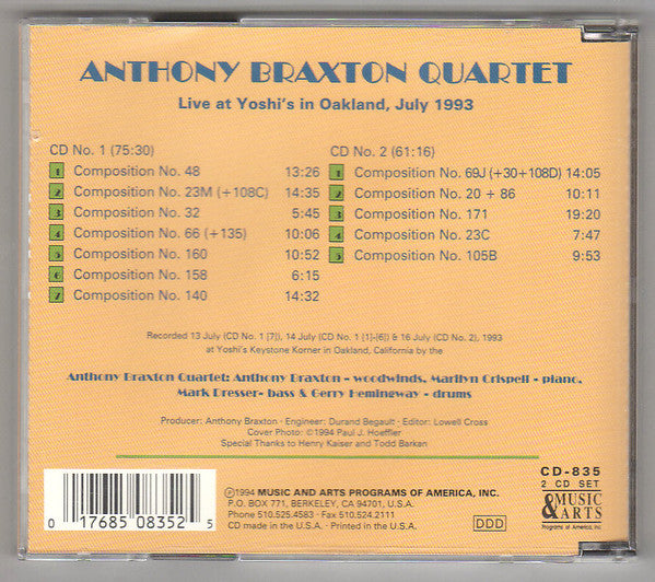 USED 2CD - Anthony Braxton Quartet – Twelve Compositions - Live At Yoshi's In Oakland, July 1993