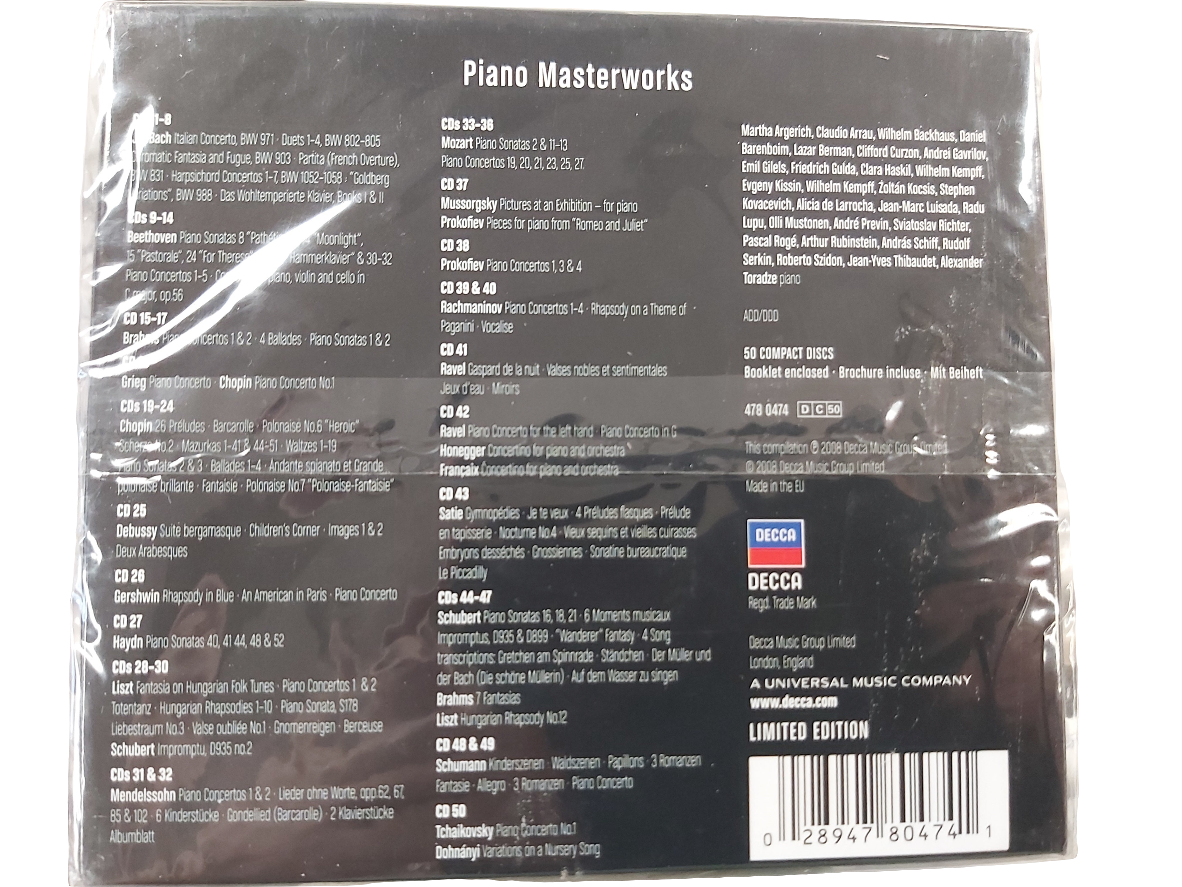 50 CD - Various – Piano Masterworks - The World's Favourite Piano Classics