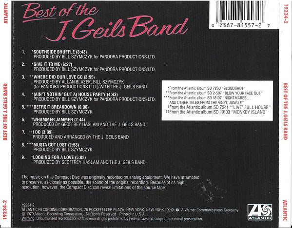 USED CD - The J. Geils Band – Best Of The J. Geils Band