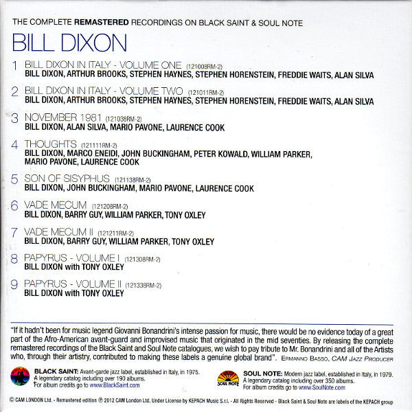 USED 9CD - Bill Dixon – The Complete Remastered Recordings On Black Saint & Soul Note