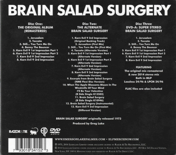 USED 2CD/DVD - Emerson, Lake & Palmer – Brain Salad Surgery