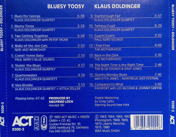 USED CD - Klaus Doldinger – Bluesy Toosy