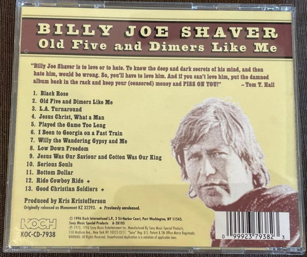 USED CD - Billy Joe Shaver – Old Five And Dimers Like Me