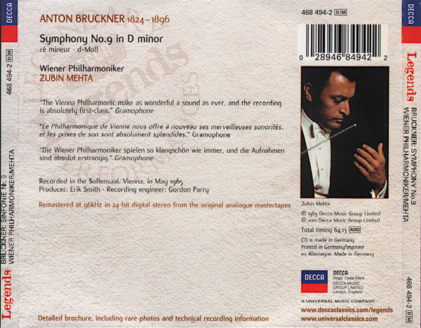 CD - Bruckner - Zubin Mehta, Wiener Philharmoniker – Symphony No.9