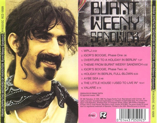USED CD - Frank Zappa – Burnt Weeny Sandwich