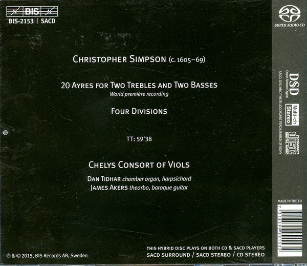 USED SACD - Christopher Simpson, Chelys Consort Of Viols – Ayres & Graces