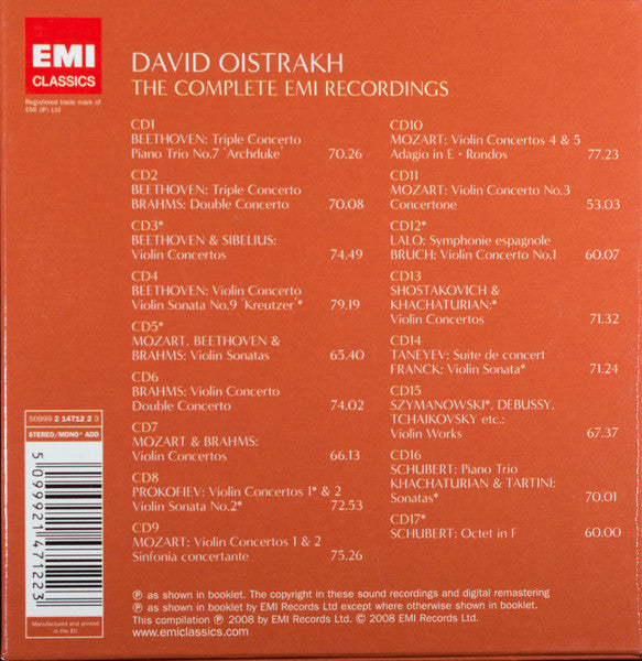 USED 17CD - David Oistrakh – The Complete EMI Recordings