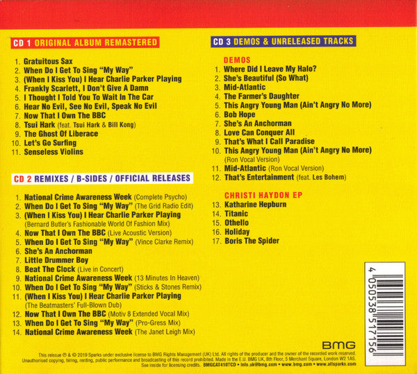 USED 3CD - Sparks – Gratuitous Sax & Senseless Violins