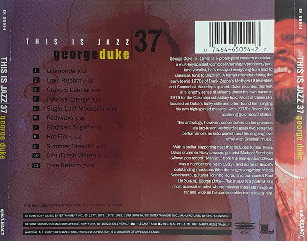 USED CD - George Duke – This Is Jazz