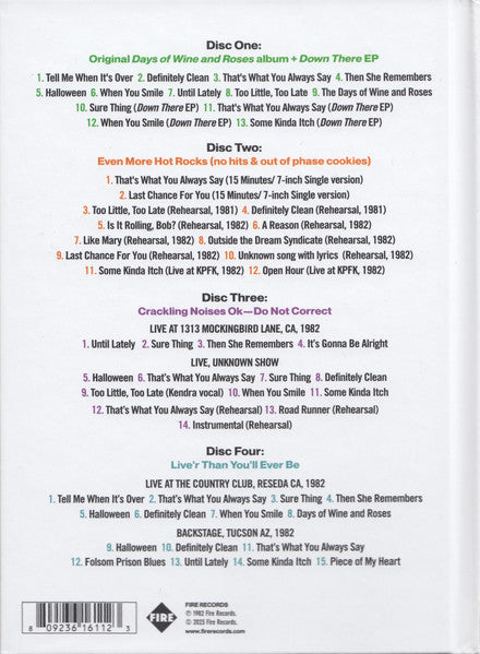 4CD - The Dream Syndicate – History Kinda Pales When It And You Are Aligned (The Days Of Wine And Roses 40th Anniversary Edition)