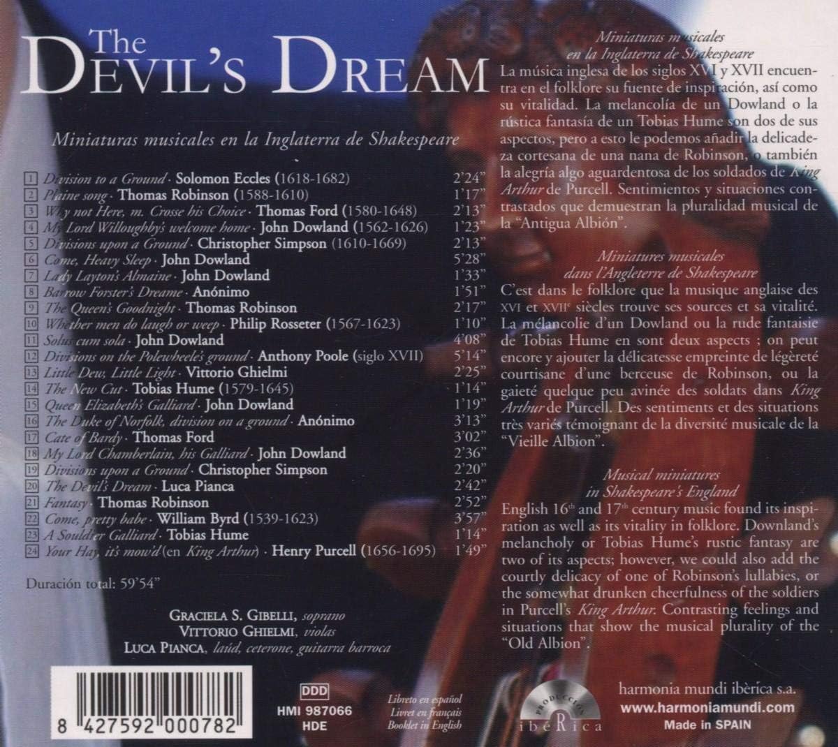CD - Luca Pianca, Vittorio Ghielmi, Graciela Gibelli – The Devil's Dream