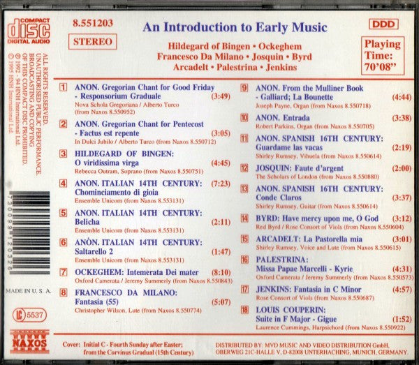 USED CD - Various – An Introduction To Early Music