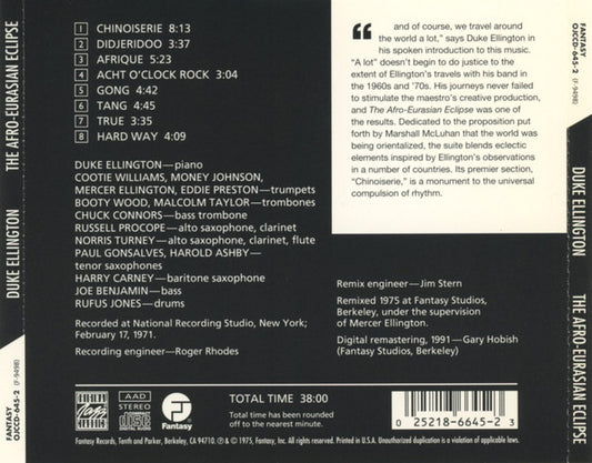 CD - Duke Ellington – The Afro-Eurasian Eclipse (A Suite In Eight Parts)