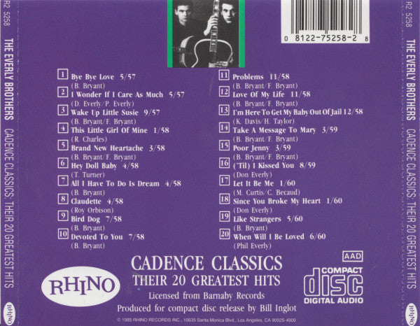 USED CD - The Everly Brothers – Cadence Classics -Their 20 Greatest Hits