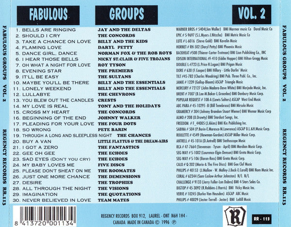 USED CD - Various – Fabulous Groups Vol. 2 - A Compilation Of The Rarest