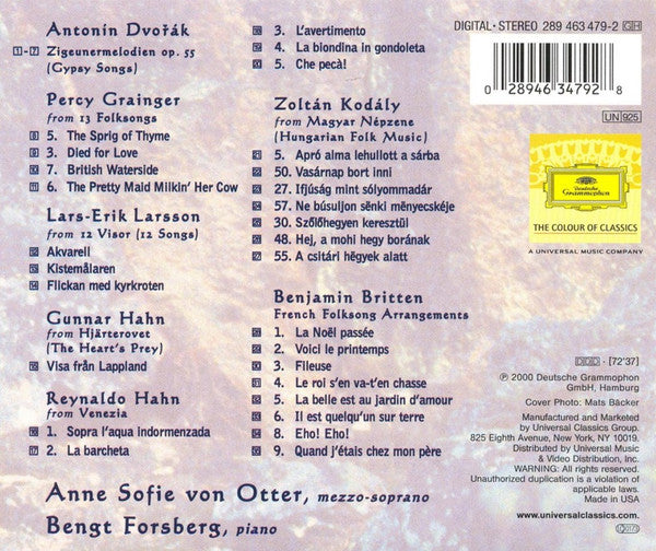 USED CD - Anne Sofie Von Otter, Bengt Forsberg – Folksongs