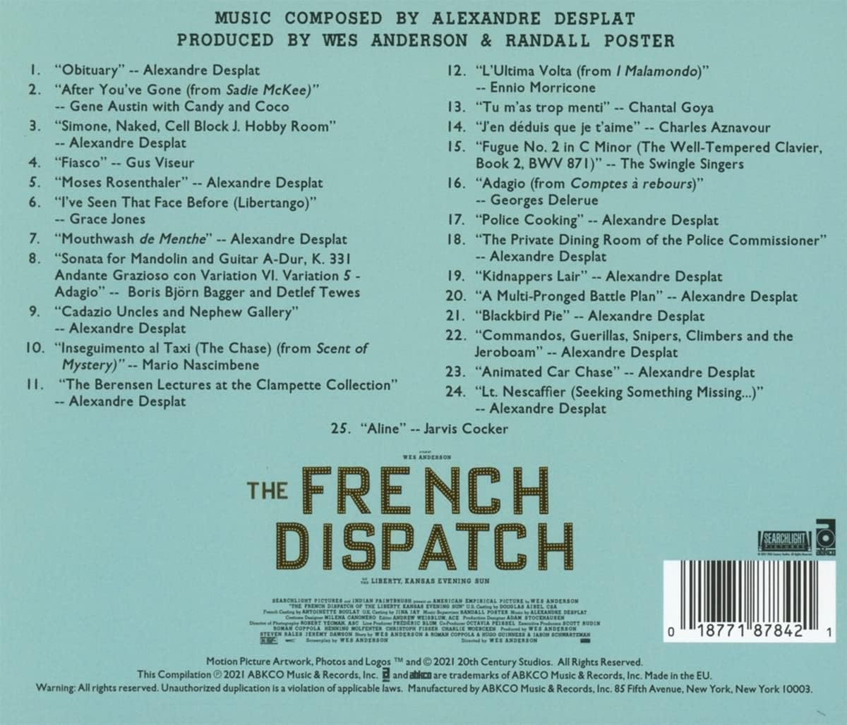 CD - Alexandre Desplat – The French Dispatch (Original Soundtrack)