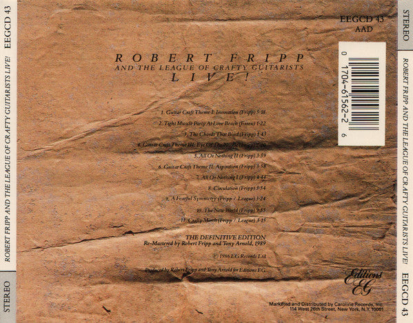 USED CD - Robert Fripp And The League Of Crafty Guitarists ‎– Live!