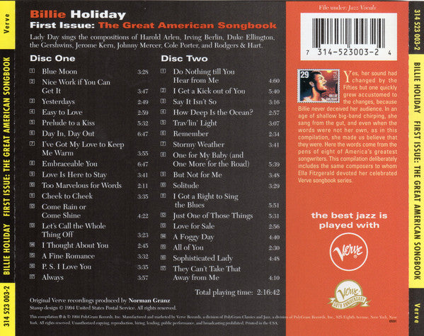 USED 2CD - Billie Holiday – First Issue: The Great American Songbook