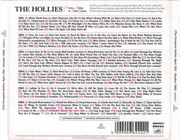 USED 6CD - The Hollies – Clarke, Hicks & Nash Years (The Complete Hollies ∙ April 1963 - October 1968)