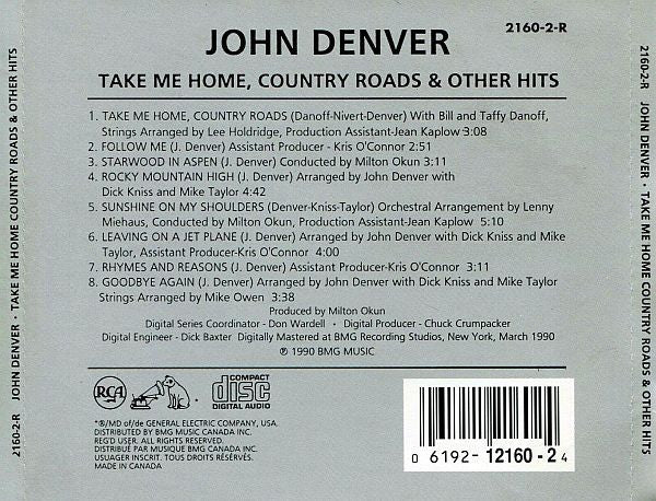 USED CD - John Denver – Take Me Home, Country Roads & Other Hits