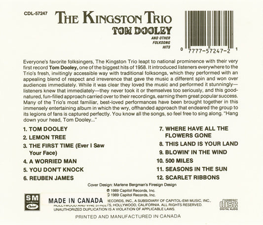 USED CD - The Kingston Trio – Tom Dooley And Other Folksong Hits