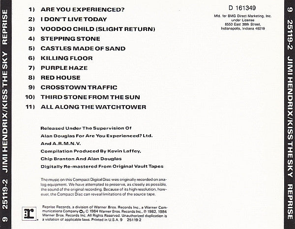 USED CD - Jimi Hendrix – Kiss The Sky