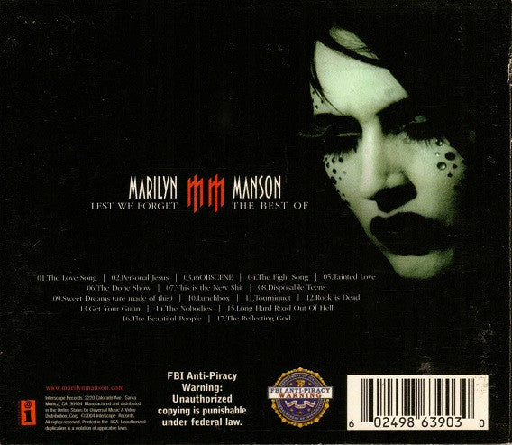 CD/DVD - Marilyn Manson – Lest We Forget - The Best Of