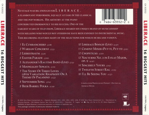 USED CD - Liberace – 16 Biggest Hits