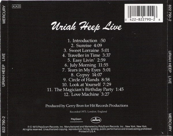 USED CD - Uriah Heep – Uriah Heep Live