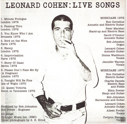 USED CD - Leonard Cohen – Live Songs