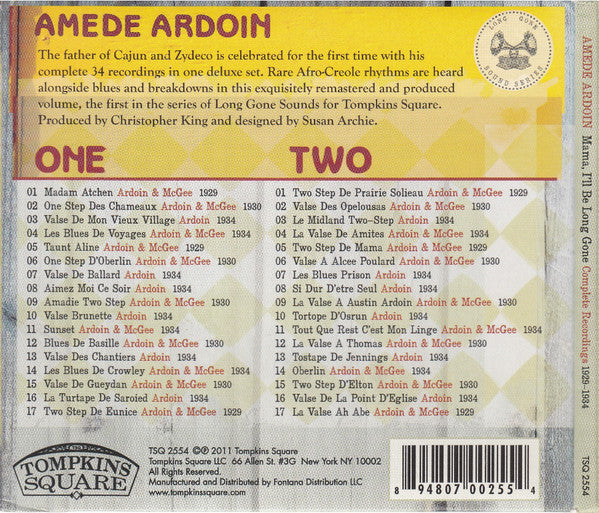 USED 2CD - Amede Ardoin – Mama, I'll Be Long Gone: The Complete Recordings Of Amede Ardoin 1929-1934