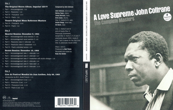 3CD - John Coltrane ‎– A Love Supreme: The Complete Masters