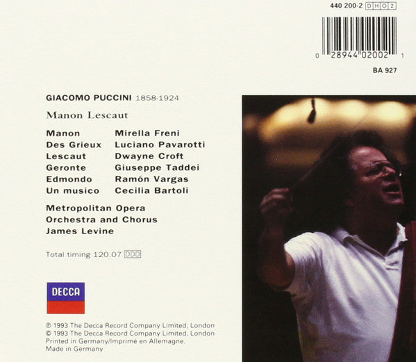 USED 2CD - Puccini - Freni · Pavarotti · Croft · Taddei · Vargas · Bartoli · Metropolitan Opera Orchestra & Chorus · James Levine – Manon Lescaut