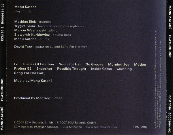 USED CD - Manu Katché – Playground