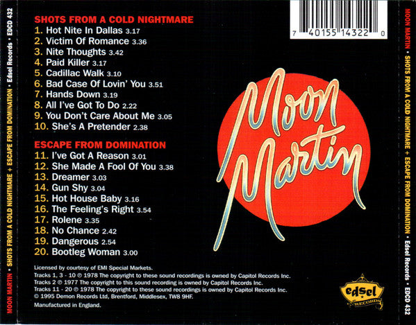 USED CD - Moon Martin – Shots From A Cold Nightmare + Escape From Domination