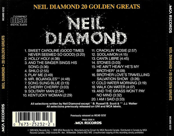 USED CD - Neil Diamond – 20 Golden Greats