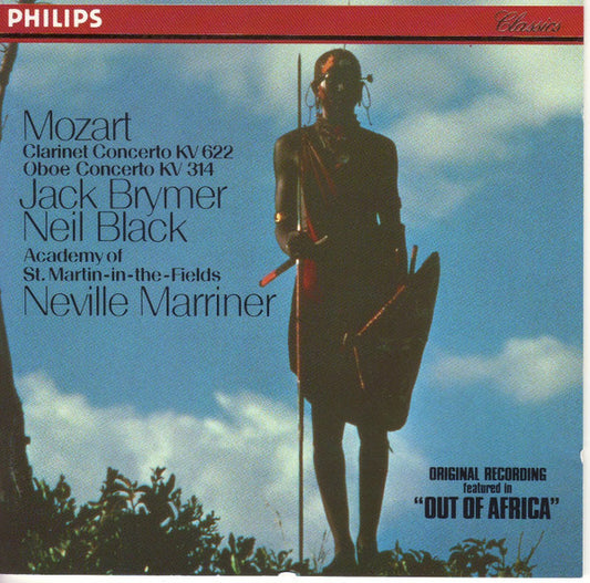 CD - Mozart – Jack Brymer, Neil Black, Academy Of St. Martin-in-the-Fields*, Neville Marriner* – Clarinet Concerto KV 622 · Oboe Concerto KV 314 (Original Recording Featured In "Out Of Africa")