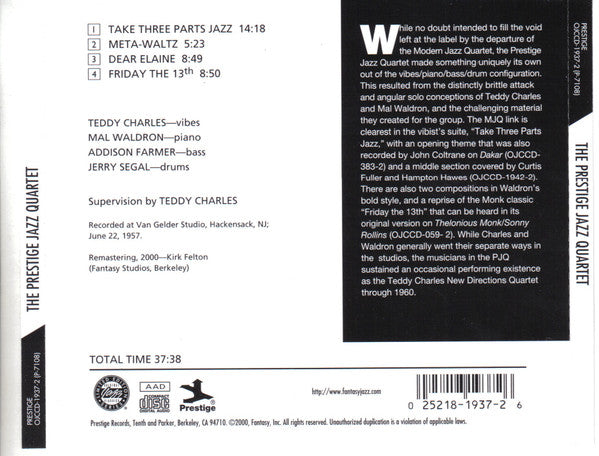 USED CD - The Prestige Jazz Quartet – The Prestige Jazz Quartet