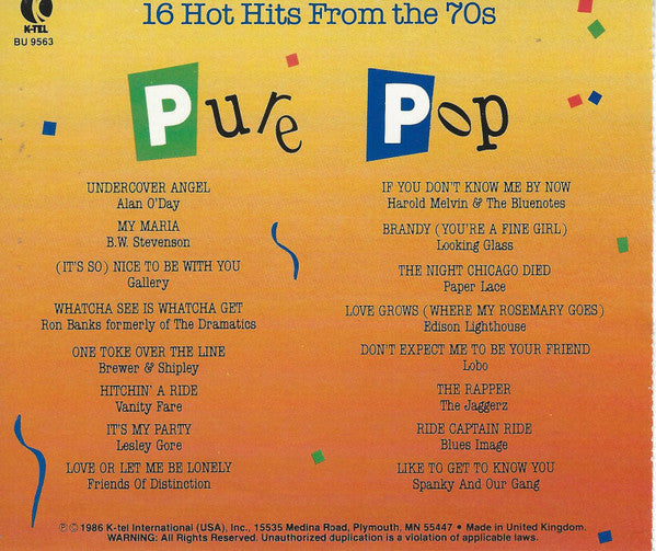 USED CD - Various – Pure Pop - 16 Hot Hits From The 70s