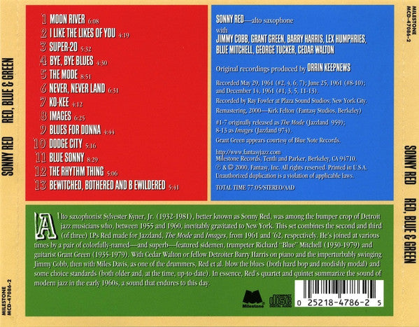 CD - Sonny Red – Red, Blue & Green
