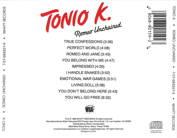 USED CD - Tonio K. – Romeo Unchained