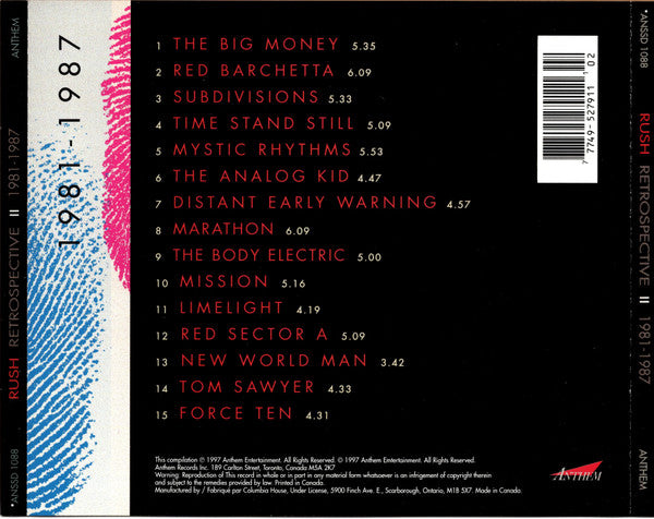 USED CD - Rush – Retrospective II 1981-1987