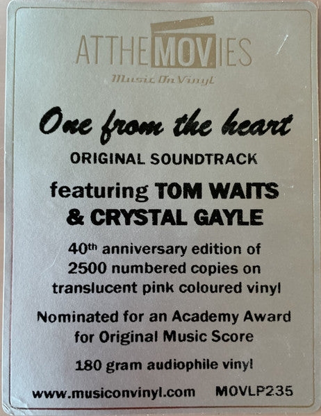 LP - Tom Waits And Crystal Gayle – One From The Heart (The Original Motion Picture Soundtrack Of Francis Coppola's Movie)